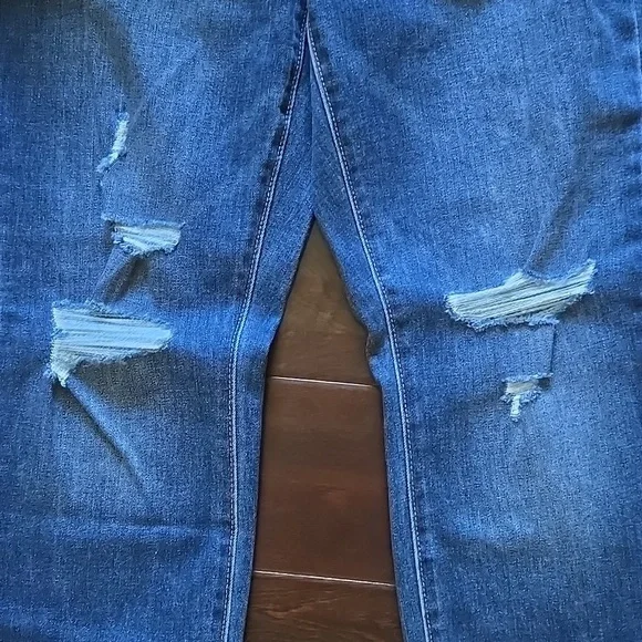 NEW Old Navy Power Slim Straight Zip Fly Mid-Dark Wash Distressed - 8S - Picture 14 of 15